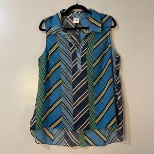 CABI Ascot Chevron Print Sleeveless Semi Shear Tank Top #3780 / Size - Large